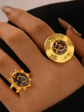18K Gold Plated Stainless Steel Leopard Print Ring – Trendy & Stylish Statement Jewelry