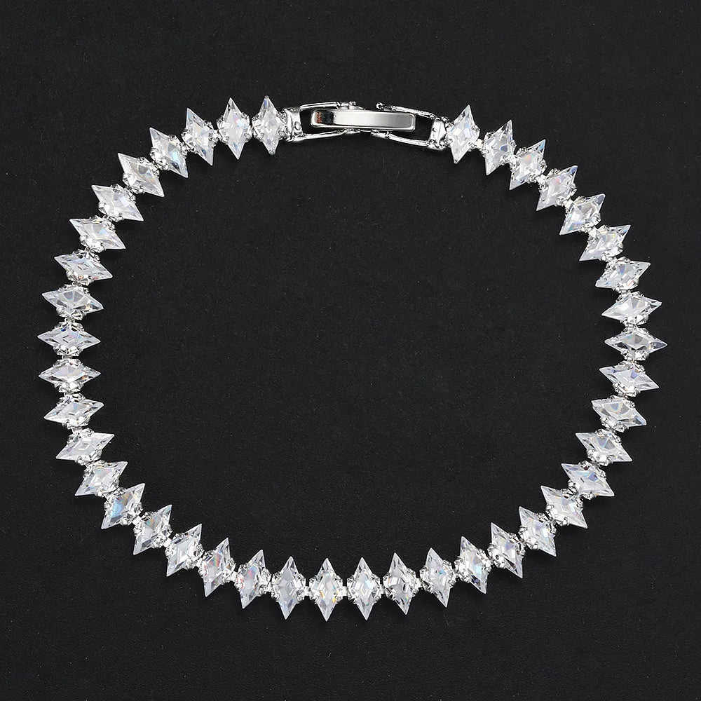 Geometric Charm Bracelet with Cubic Zirconia for Women