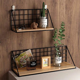Wall-Mounted Shelf Organizer – Metal & Wood Storage Rack for Home & Office