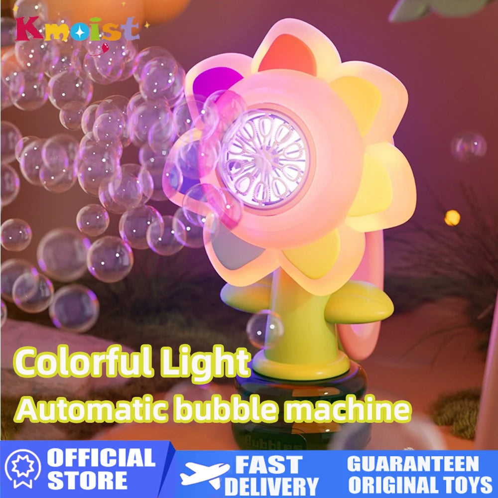 Dancing Sunflower Bubble Machine - Automatic Bubble Blower with LED Lights for Kids