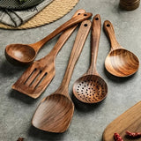Thailand Teak Wooden Cooking Spoon Set – Natural Kitchen Utensils & Ladle Turner
