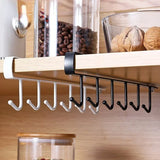 Stainless Steel Kitchen Mug Holder - Wall-Mounted Coffee Cup Rack with 6 Hooks