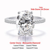 Oval Cut Moissanite Engagement Ring – 1/2/3 Carat D Color VVS1 in 925 Sterling Silver