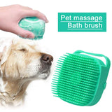 Pet Shampoo Brush with Massage Bristles - Silicone Bath Scrubber for Dogs & Cats