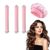 Juego de rizador de pelo sin calor: gorro de dormir de satén y varillas para rizar el cabello sin calor
