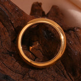 Anillo de acero inoxidable chapado en oro resistente al agua de EBbelle: banda minimalista hipoalergénica para mujer