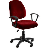 Funda de terciopelo elástico para asiento de silla de ordenador: funda universal de 2 piezas para sillas de oficina y giratorias