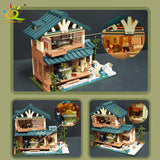 1099-Piece Japanese Street View Building Set - DIY Tatami House Model Kit