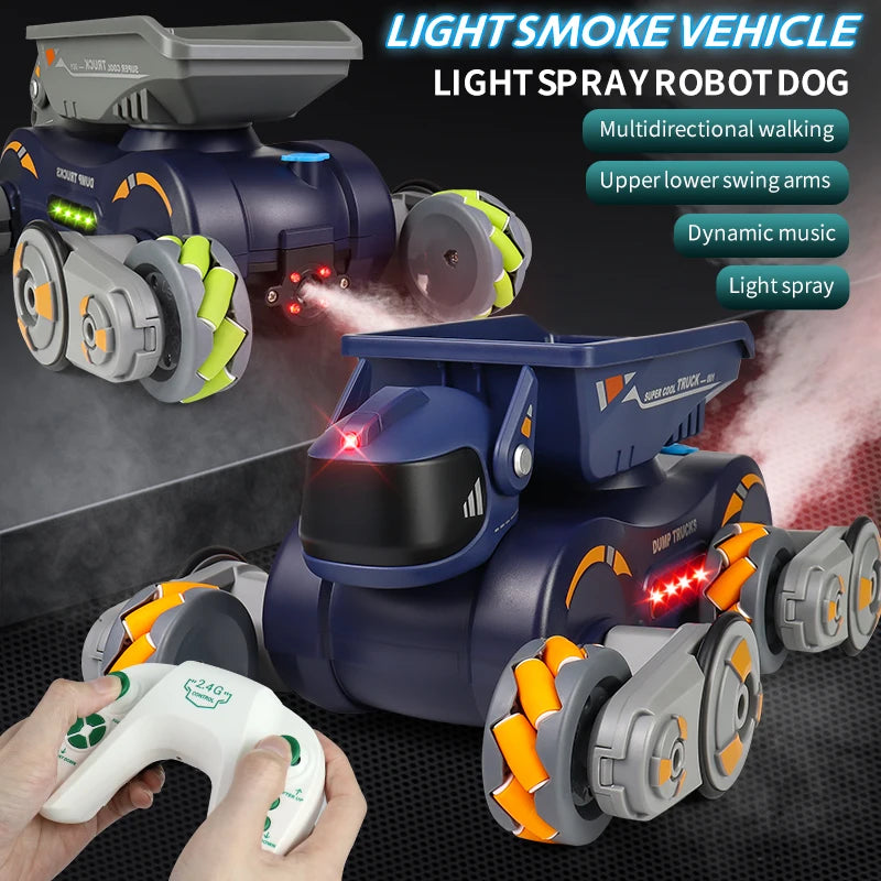 Remote Control Stunt Robot Dog with Lights, Music & Gesture Control – 4WD Toy for Kids Ages 6+