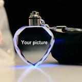 Colorful LED Crystal Keychain with Laser-Engraved Love Design