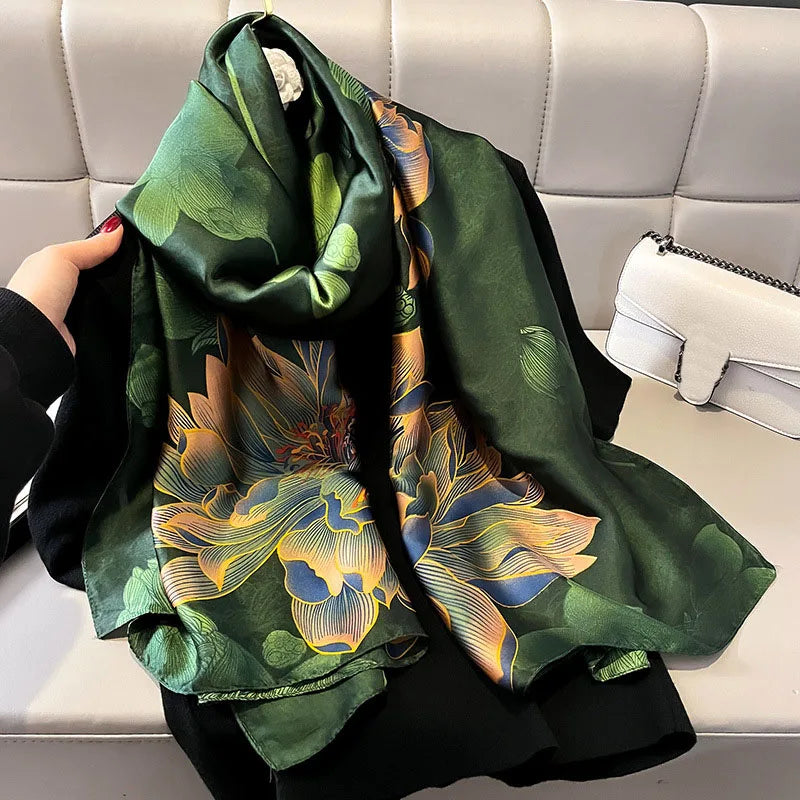 Spring Luxury Silk Scarf – Soft & Elegant Women's Shawl (85x180cm)