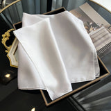 60cm Solid Color Silk Satin Neckerchief – Elegant Hijab Scarf for Women