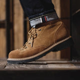 Men’s Genuine Suede Leather Ankle Boots - Winter Lace-Up Casual Snow Boots