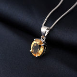 925 Sterling Silver Oval Birthstone Pendant – Garnet, Citrine, Amethyst, Blue Topaz Necklace (No Chain)
