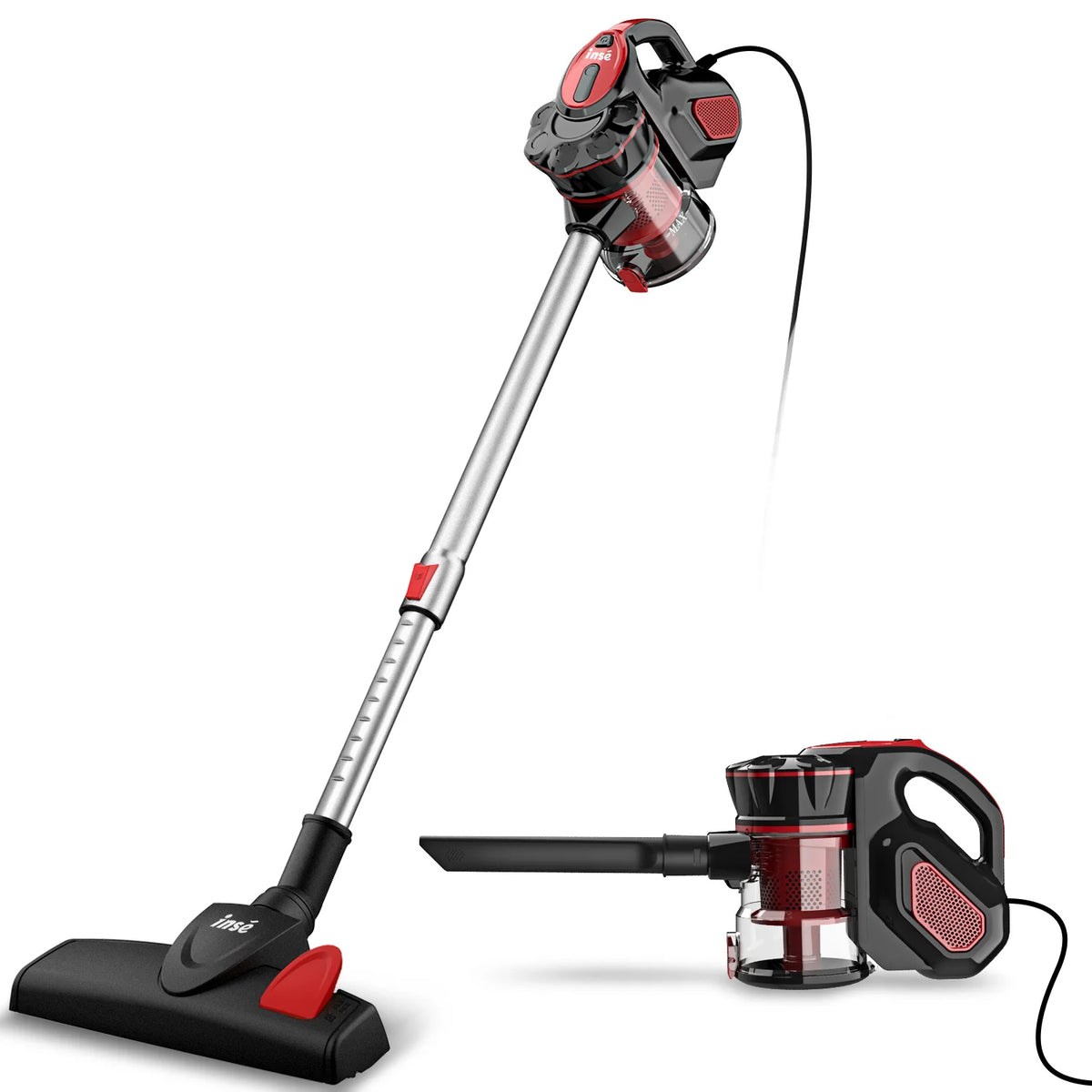 Aspiradora con cable INSE I5 18Kpa, potente succión, motor de 600 W, aspiradora de mano para el hogar, pelo de mascotas, suelos duros