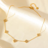 316L Stainless Steel Clover Necklace for Women - Elegant Zircon Flower Pendant Chain