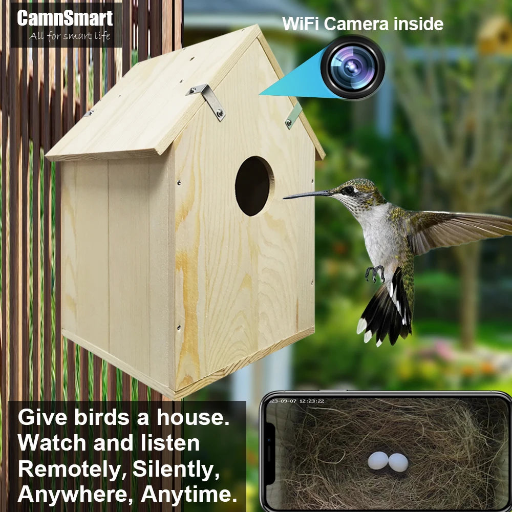Smart Birdhouse with HD WiFi Camera – Live Bird Nest Monitoring with Night Vision & Two-Way Audio
