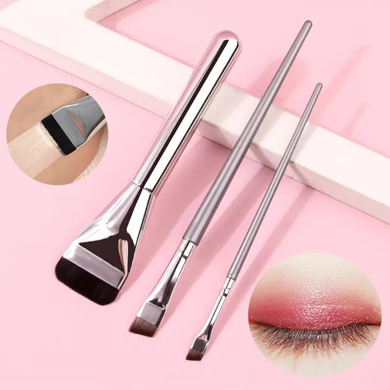 Ultra-Thin Makeup Brush Set - Traceless Foundation, Concealer & Eyeliner Brushes (3-Piece)