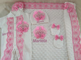 Luxury 5-Piece Newborn Take-Home Set with Jewelry Crown, Mittens, Hat, Shoes & Blanket
