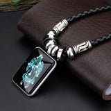 Trendy Geometric Glass Pendant Necklace for Women – Zinc Alloy & Leather Design