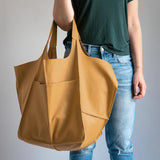 Retro Handmade Beach Tote Bag – High Capacity Zipper Shoulder Bag for Women