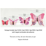 3D butterfly wall stickers – size chart, 12, 10, 8 and 6 cm