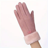 Women's Winter Leather Touchscreen Gloves – Warm Plush Lined Ski Gloves