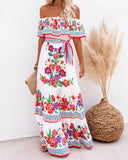 Women’s One-Shoulder Floral Print Swing Dress – Retro Summer A-Line Casual Dress