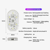 Lámpara de lectura LED táctil mini USB: lámpara compacta para interior de automóvil, 5 V, sensible al tacto, luz nocturna recargable