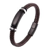 Men's Geometric Leather Bracelet with Zinc Alloy Magnet Clasp – Hiphop/Rock Fashion Accessory