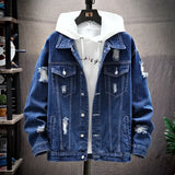 Men’s Patchwork Denim Jacket – Casual Loose Fit Autumn Outerwear