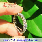 3mm D Color Moissanite Eternity Band - 925 Sterling Silver Unisex Wedding Ring