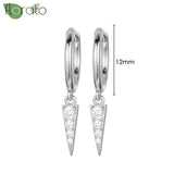 Sterling Silver Zircon Hoop Earrings for Women – Elegant Star & Heart Design