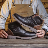 Men's Leather Ankle Boots - Stylish Business Casual & Motorcycle Boots