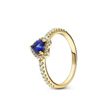 Anillo de plata 925 chapado en oro nuevo 2024 con circonita brillante y doble banda en forma de corazón para mujer, anillo Pandor original, joyería fina