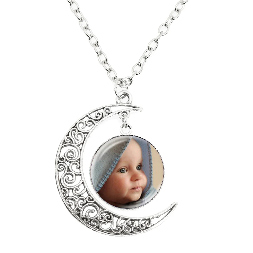 Collar con colgante de foto personalizado: recuerdo de cristal redondo personalizado