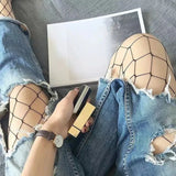 High-Waist Sexy Fishnet Stockings for Women – One Size, Stretchable Mesh Tights