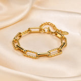 Elegant Geometric Link Chain Bracelet – Trendy Metal Jewelry for Women