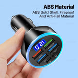 Car Charger Adapter with Digital Display – 4 USB + 2 PD Fast Charging Ports