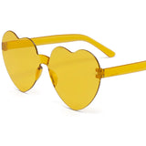Gafas de sol gruesas sin marco en forma de corazón: modernas gafas de sol de fiesta con forma de corazón de melocotón