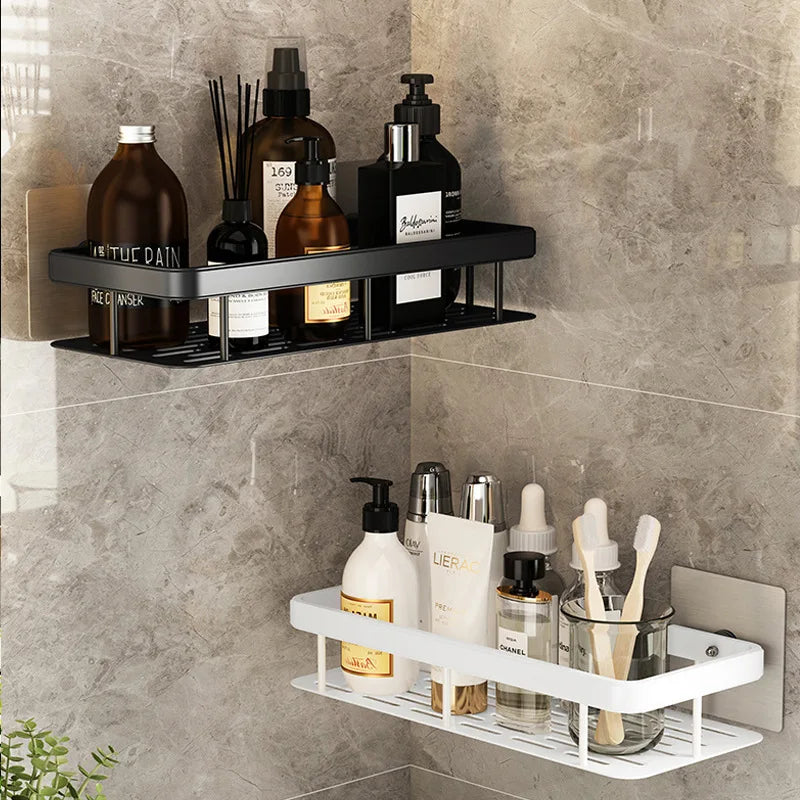 Estante de baño de aluminio montado en la pared: estante de almacenamiento para ducha sin taladro