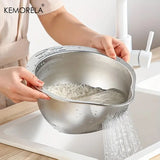 Cuenco para colar y lavar arroz de acero inoxidable: colador multiusos para uso en la cocina
