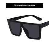 Vintage Flat Top Sunglasses – Black Square UV400 Gradient Shades for Men & Women