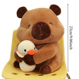 Capybara Family Plush Set - Mom & 4 Baby Stuffed Animals with Turtle Backpack