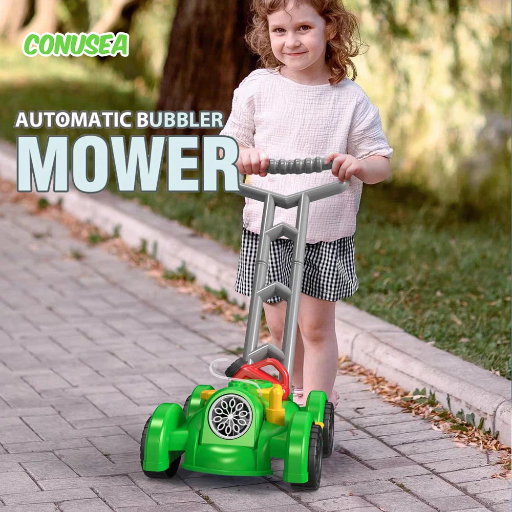 Electric Bubble Lawn Mower Toy - Automatic Bubble Machine for Kids Outdoor Play