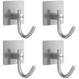 Ganchos de pared adhesivos de acero inoxidable: toalleros multiusos para baño y cocina (juego de 4) 