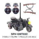 WW2 Military Building Blocks Set - Army Soldier & Motorcycle Model Kit