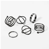 Minimalist Smooth Punk Geometric Metal Rings – Trendy Gold & Black Fashion Jewelry for Women