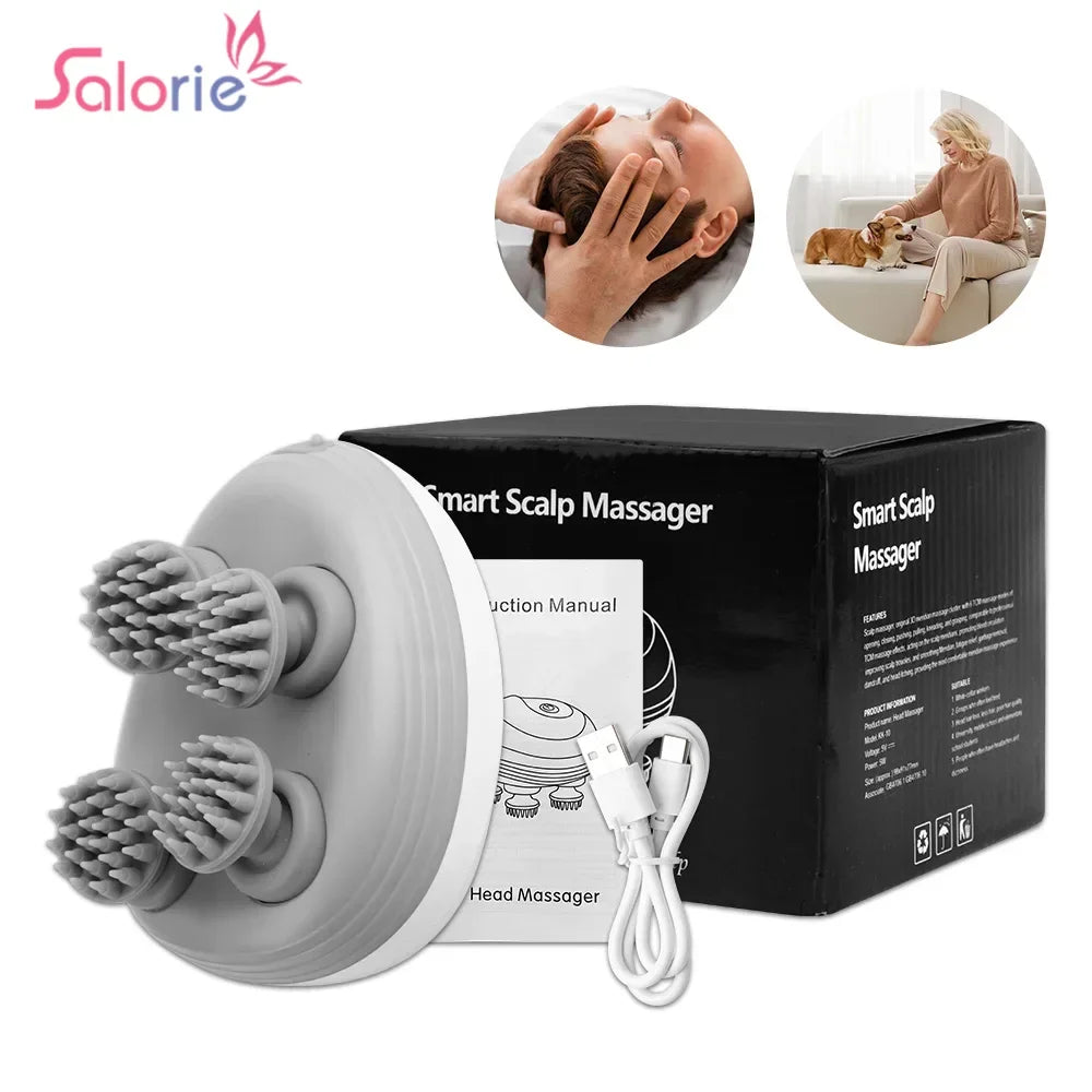 Mini Electric Head Massager – Portable Scalp Relaxation Tool with 4 Nodes & Long Battery Life