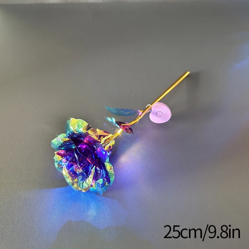 Eternal Galaxy Rose in Glass Dome - Colorful LED Flower Gift for Valentine's Day